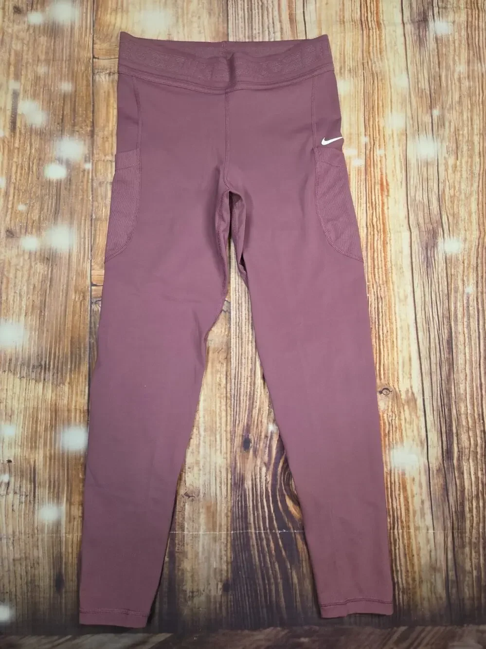 Nike Pro 7/8 training leggings w/ Side Drop In Pockets Mauve Size Small